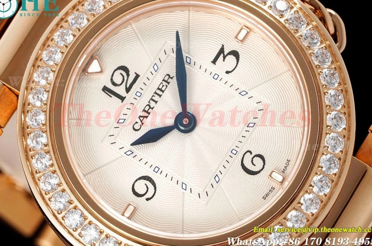 Ladies RG Dial Dia White 30mm AF RG Quartz De Pasha Cartier 0116